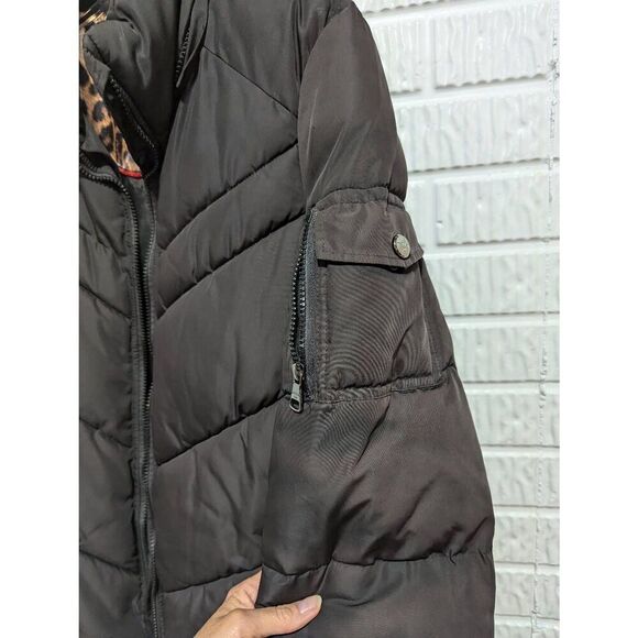 Madden Girl Women's Black Solid Long-Sleeve Polyester Full-Zip Puffer Coat Size - Picture 6 of 9